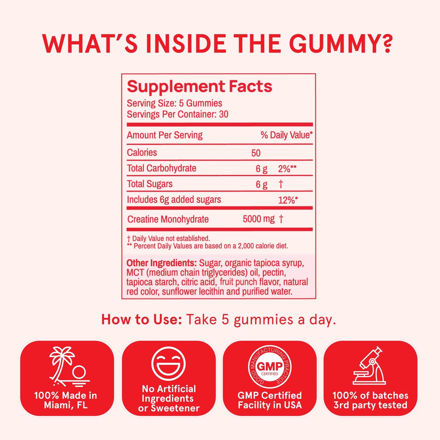Peach Perfect Creatine Monohydrate Gummies for Women | 30 Servings